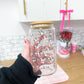 Verre 16 oz | Minis fleurs roses et blanches