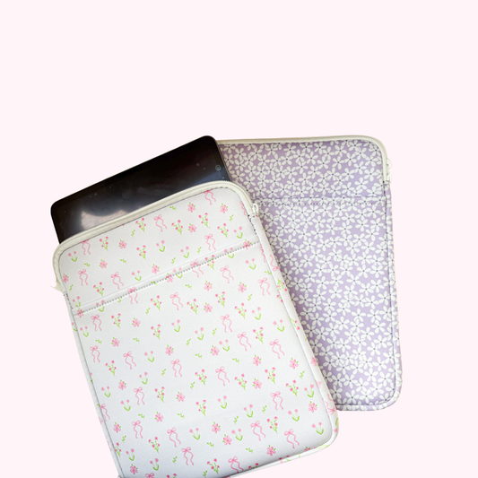 Étui à Ipad | 11 à 15'' | Mauve ou Bouquets de fleurs et boucles